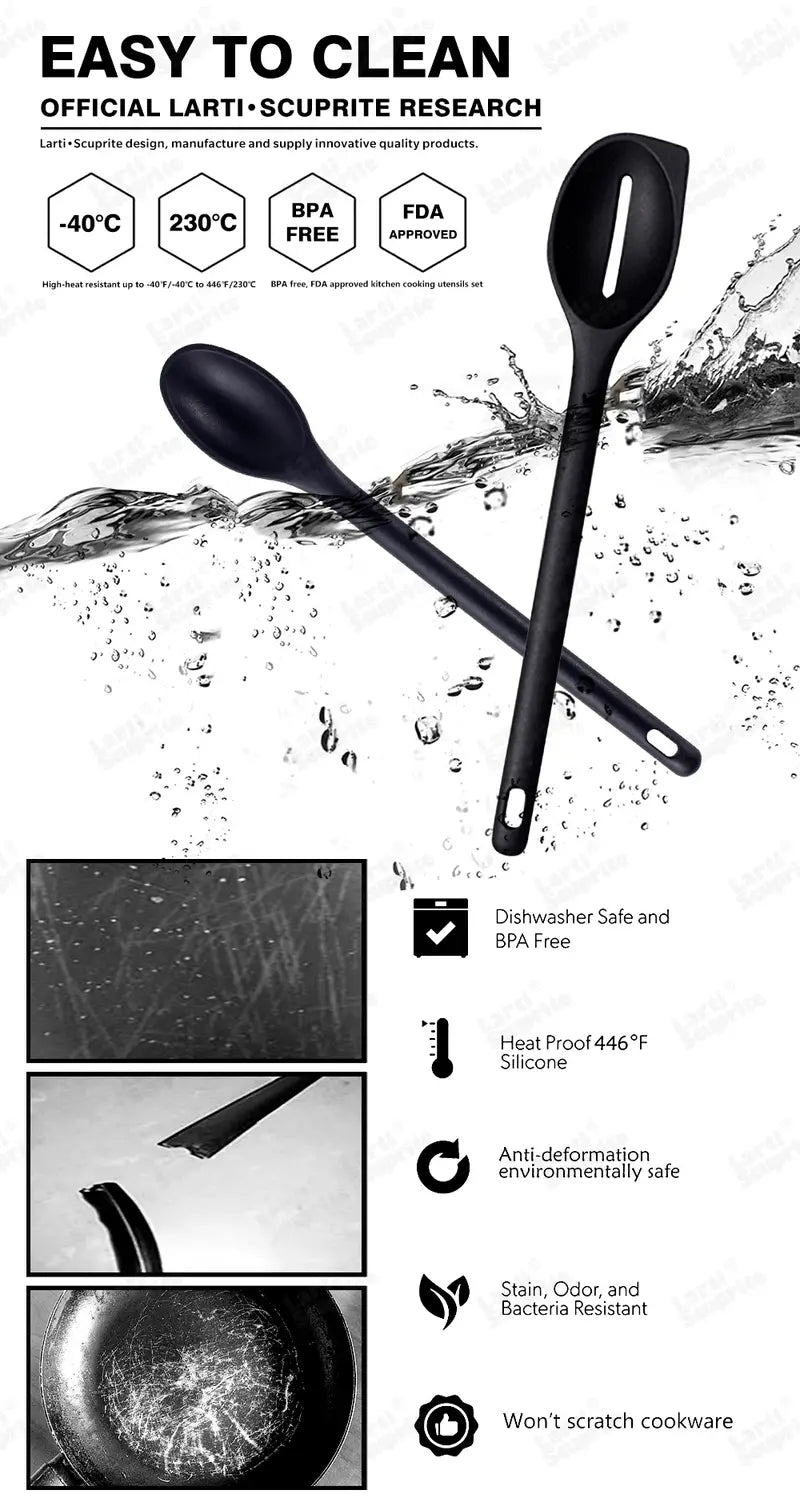 Silicone Serving Spoon Set - Heat Resistant Utensils
