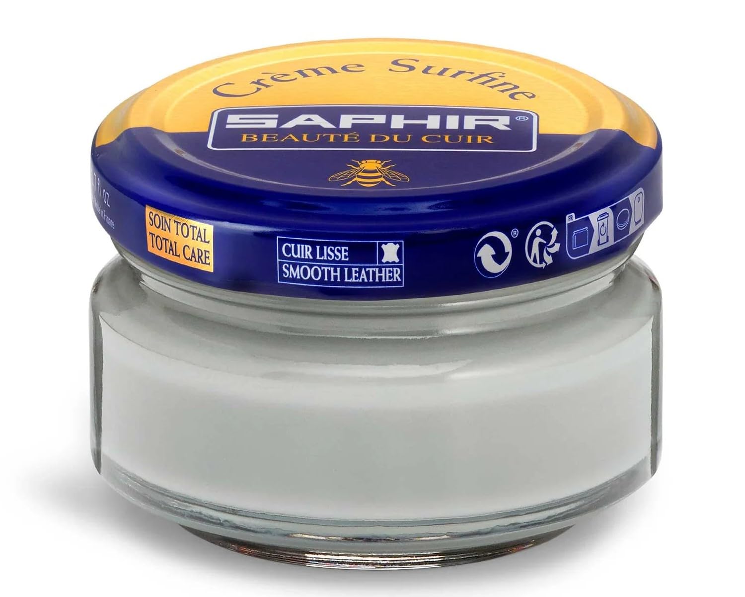 SAPHIR Creme Surfine Pommadier Shoe Polish - Beeswax Cream for Leather Products - Light Grey