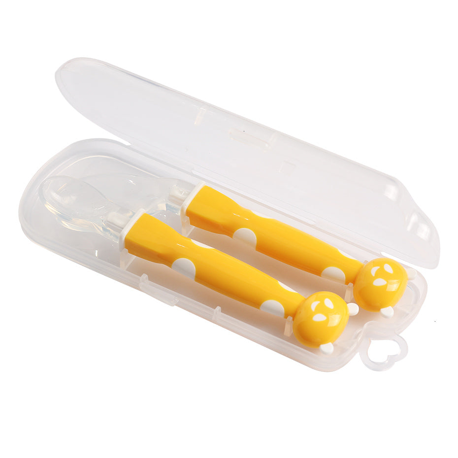 Cartoon Baby Spoon Set - Silicone Feeding Utensils