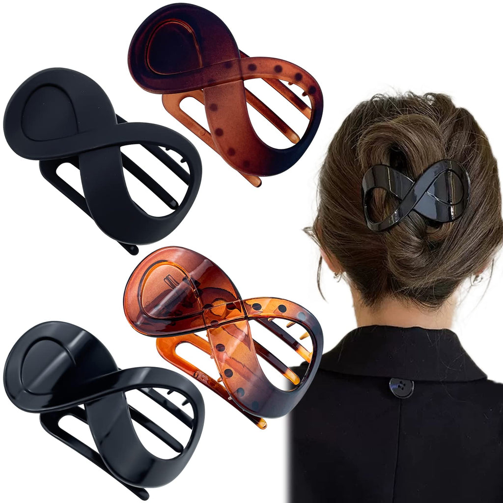 4 Pcs French Concord Flat Hair Clips 3.35 Inch Curved Hair Claw Alligator Hair Clips Volume Strong Hold Banana Barrettes Hair Clamps Jaw Clips for Women
