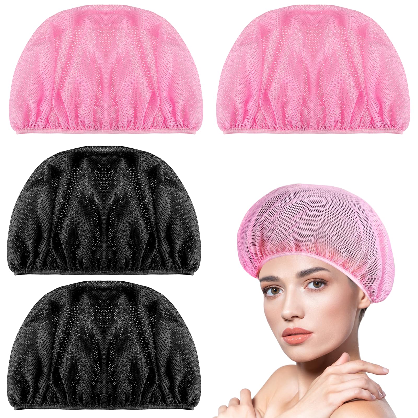 4 Pcs Hair Net for Sleep Mesh Sleep Bonnets for Women Sleeping Hair Nets Cap Sleep Hair Cap Net Plopping Cap for Drying Curly Hair Bath Clean Wash Face