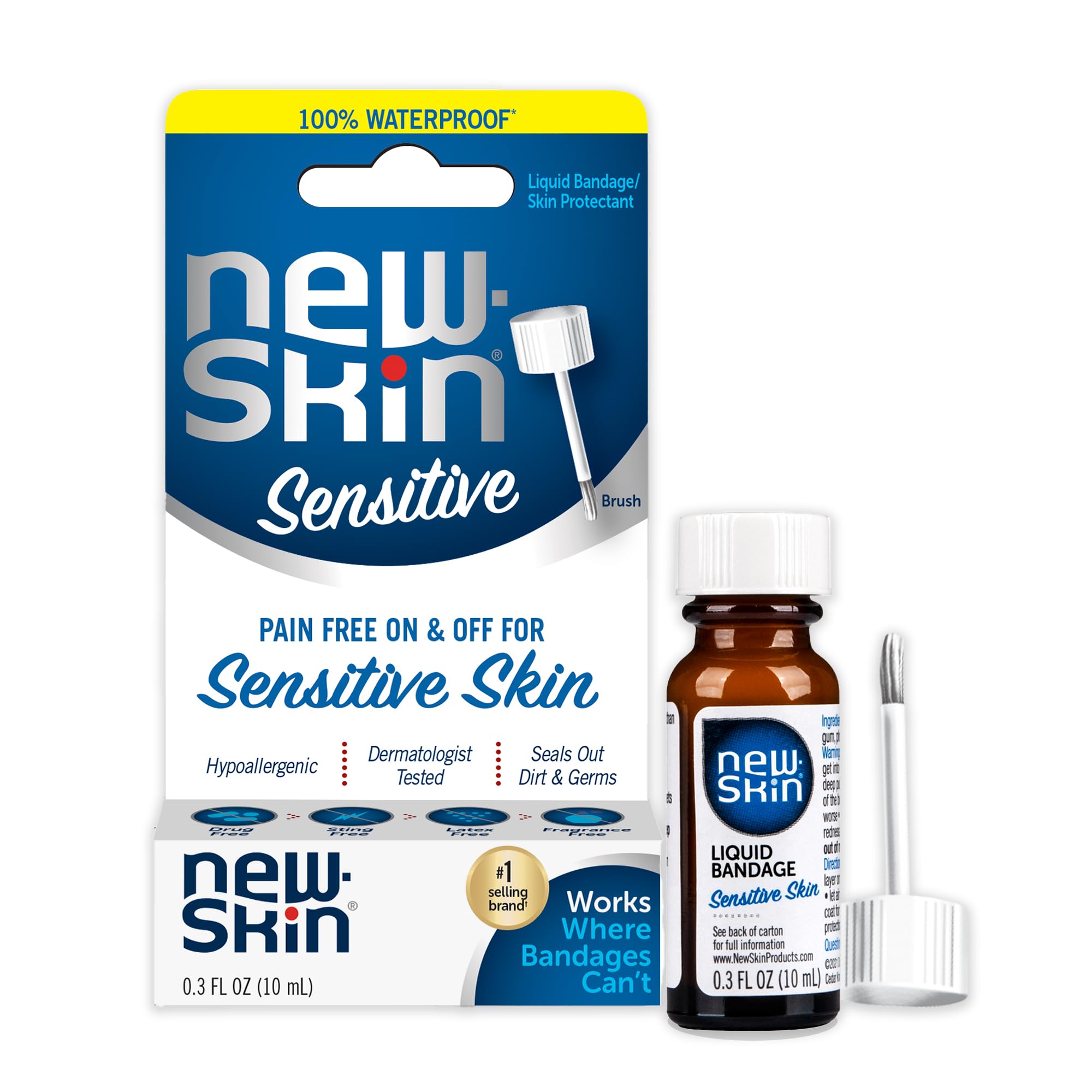 New-Skin Sensitive Skin Hypoallergenic Liquid Bandage for Minor Cuts and Scrapes 0.3 Ounce (Packaging May Vary)