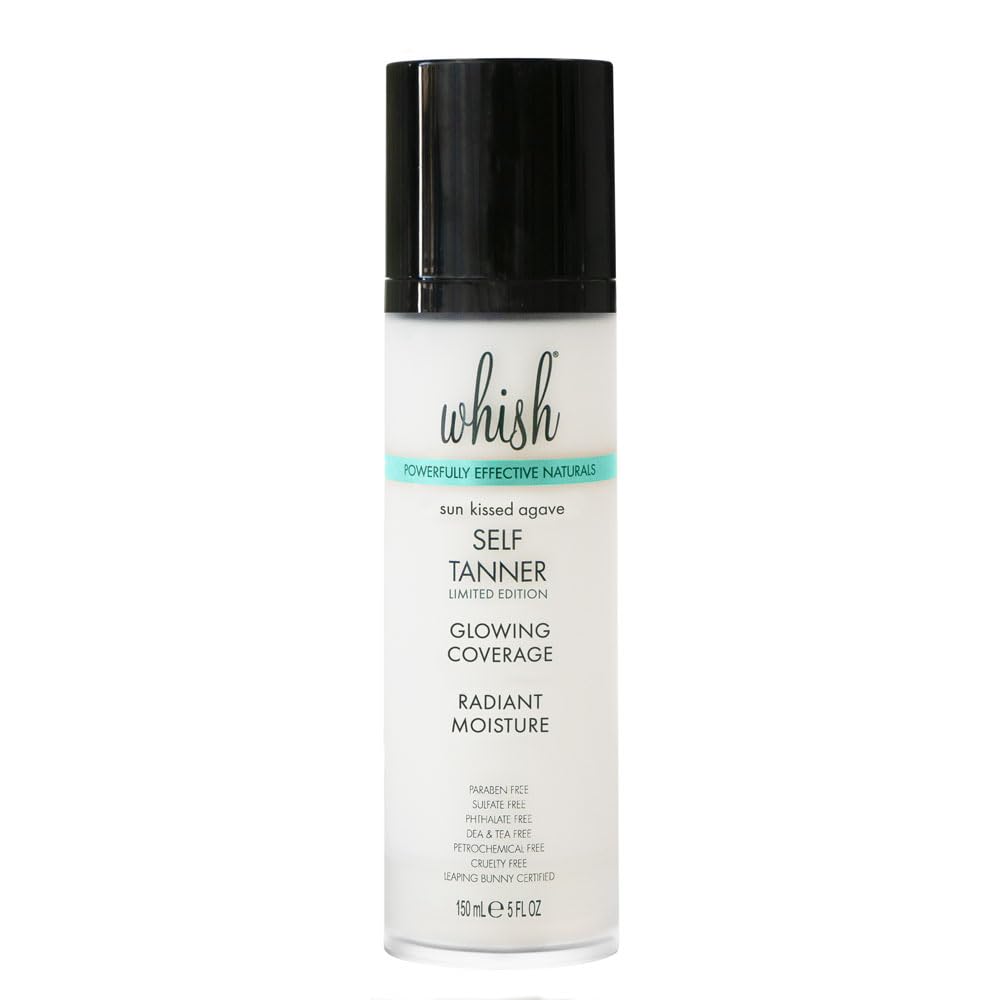 Whish Beauty Self Tanner - Sunless Tanning Lotion for Face & Body - Moisturizes with Shea Butter Mango Butter & Aloe - For All Skin Tones - Paraben & Sulfate Free 5 fl oz (Sun Kissed Agave)