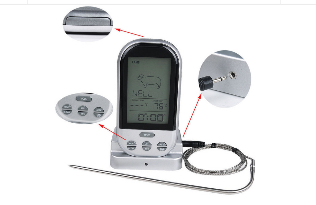 Kitchen Food Thermometer with Single/Dual Probes