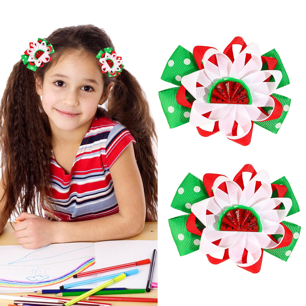Back to School Bow Hair Clip for Thick Thin Hair Summer Hair Bows Clips for Styling Ribbon Watermelon Dot Hair Pins First Day of School Outfits for Students Cute Hair Accessories Party Decor
