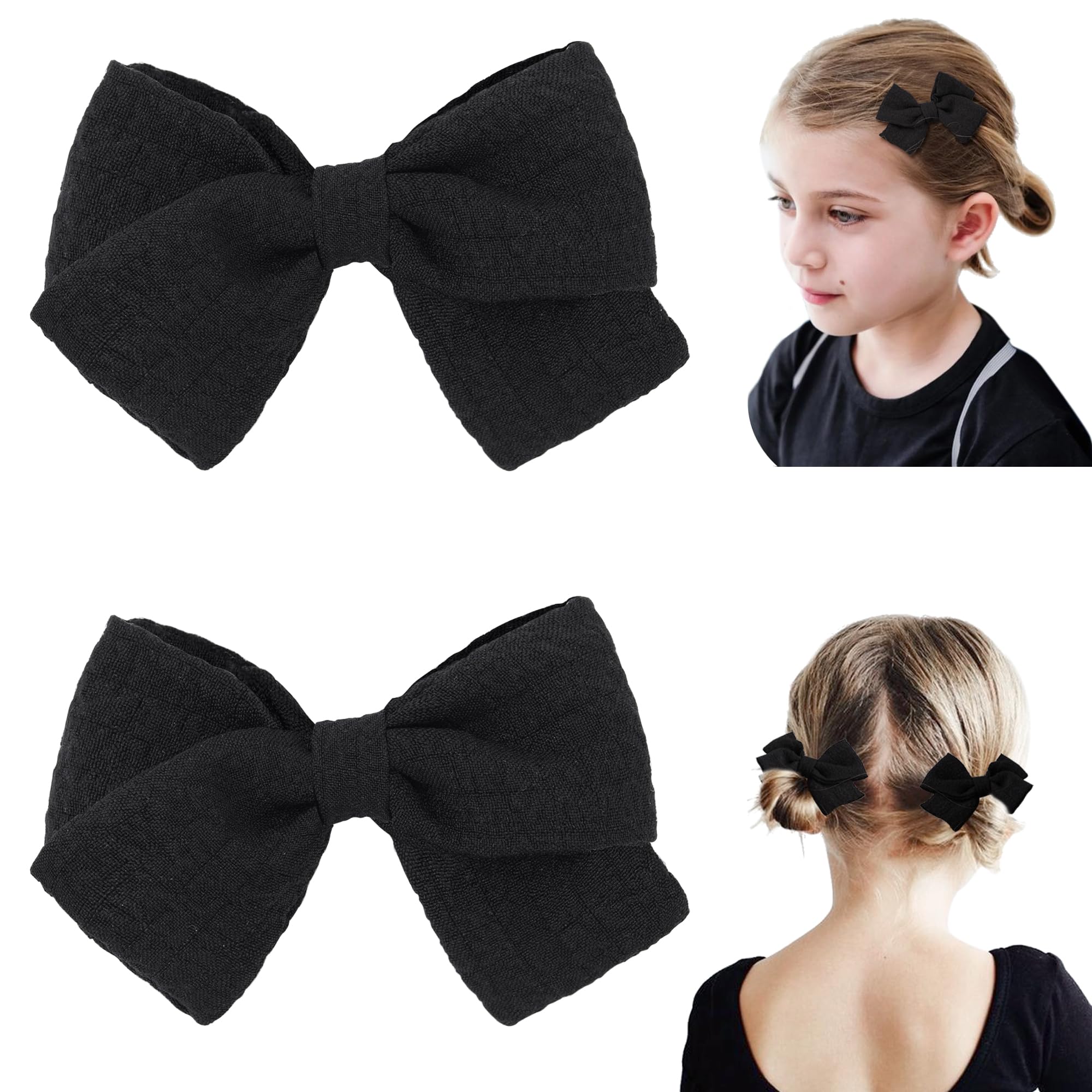 2PCS Baby Girls Hair Bows Clips Hair Barrettes Boutique Hair Accessories for Kids Toddlers Babies in Pairs -Black