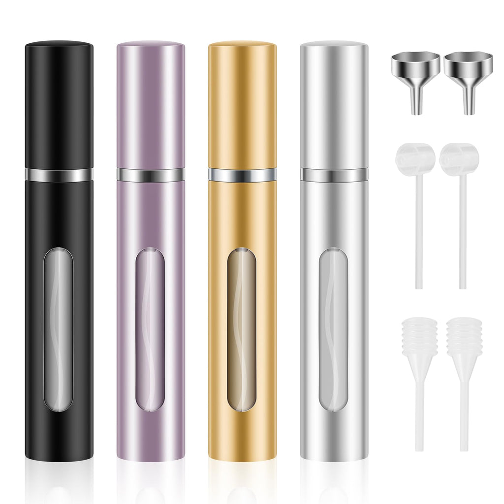 Saiveina 5ml Mini Perfume Atomizer Bottles Refillable Perfume Spray Bottle Empty Cologne Sprayer for Travel and Outgoing(4 Pack)