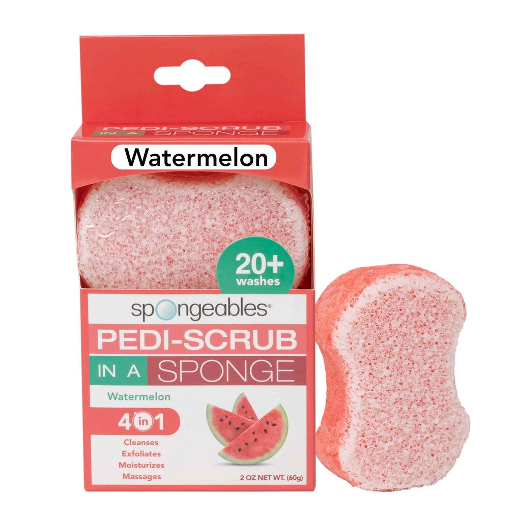 Spongables Pedi Scrub Foot Exfoliating 20+ Wash Sponge Watermelon 1 Count