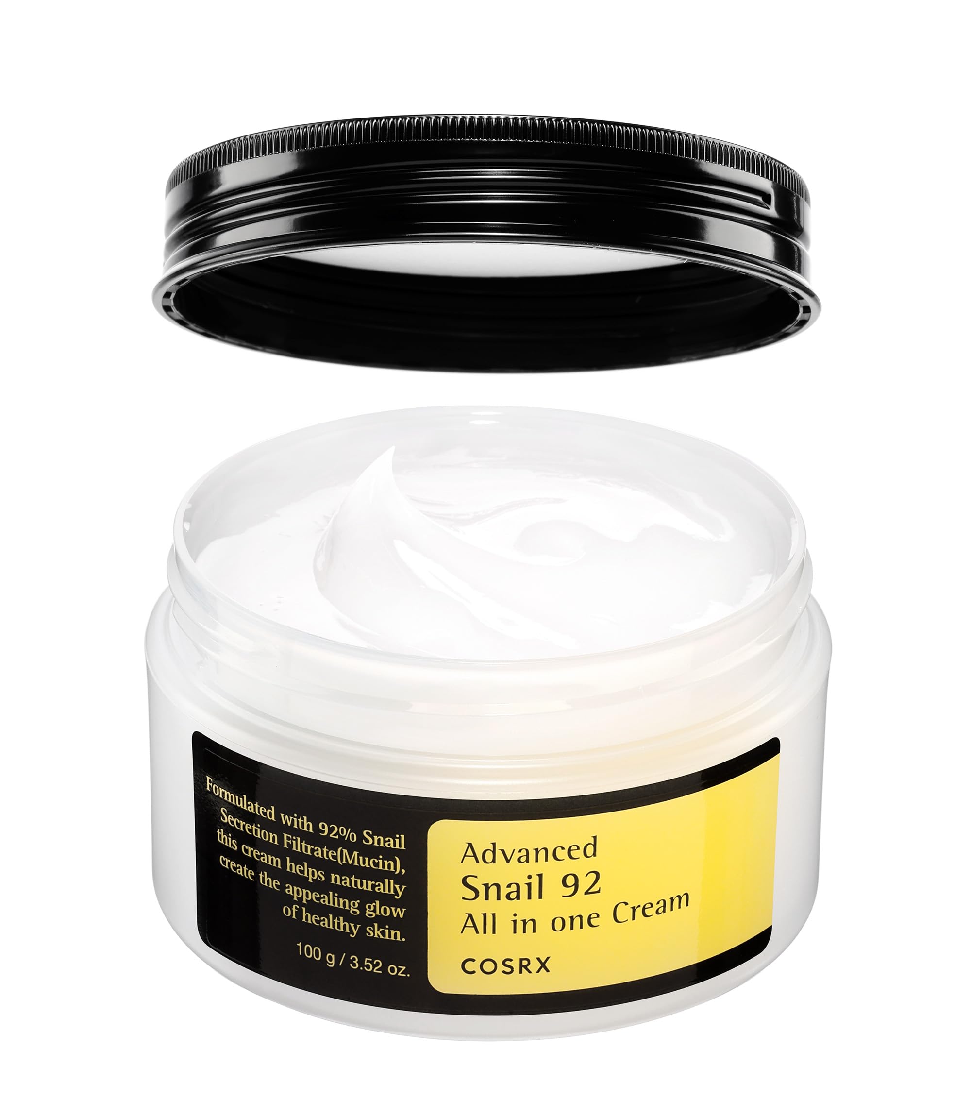 COSRX Snail Mucin 92% Face Moisturizer 3.52 Oz Lightweight Moisturing Cream for Soft Glowy Skin Korean Skin Care Korean Moisturizer Face Cream