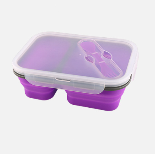 Silicone Foldable Lunch Box with Portable Utensils