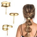 PEOVLVN 3 Pcs Gold Hair Cuffs 1 Inch Metal Ponytail Cuff Gold Hair Tie Ponytail Holder Hair Clips Decorative Barrettes for Women Girls Long Hair Ponytail Hair Accessories