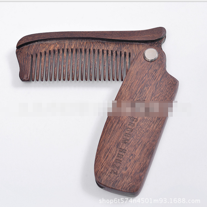 Foldable Hair and Beard Comb in Black Sandalwood