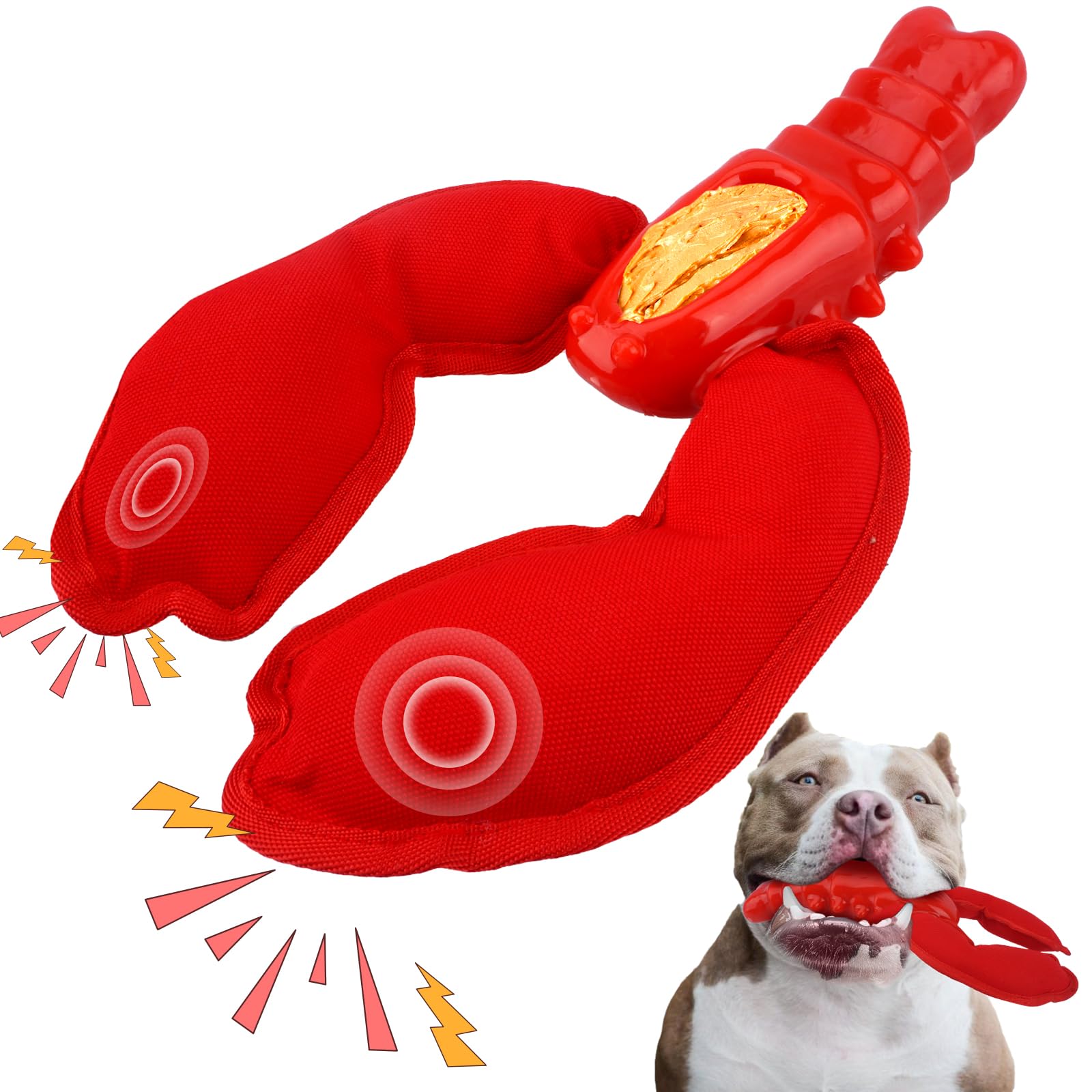 BIKIISEN Squeaky Interactive Dog Toys for Aggressive Chewers Dog Chew Toys to Keep Them Busy Indestructible Chew Dog Toy Tough Dog Toys for Small Medium Dogs (Red)