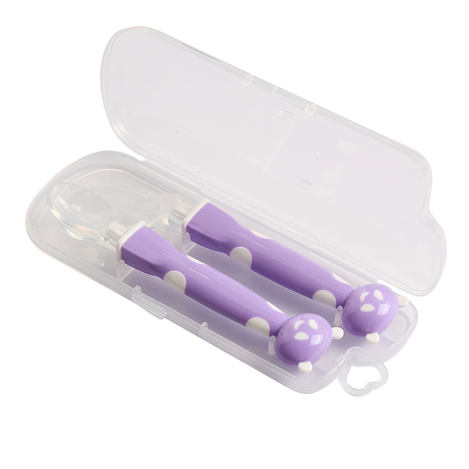 Cartoon Baby Spoon Set - Silicone Feeding Utensils