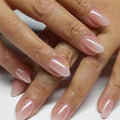 30pcs Almond Press on Nails Short Nude Gradient Fake Nails Light Pink False Nails with Design Glossy Stick on Nails Full Cover Artificial Nails for Women Girls