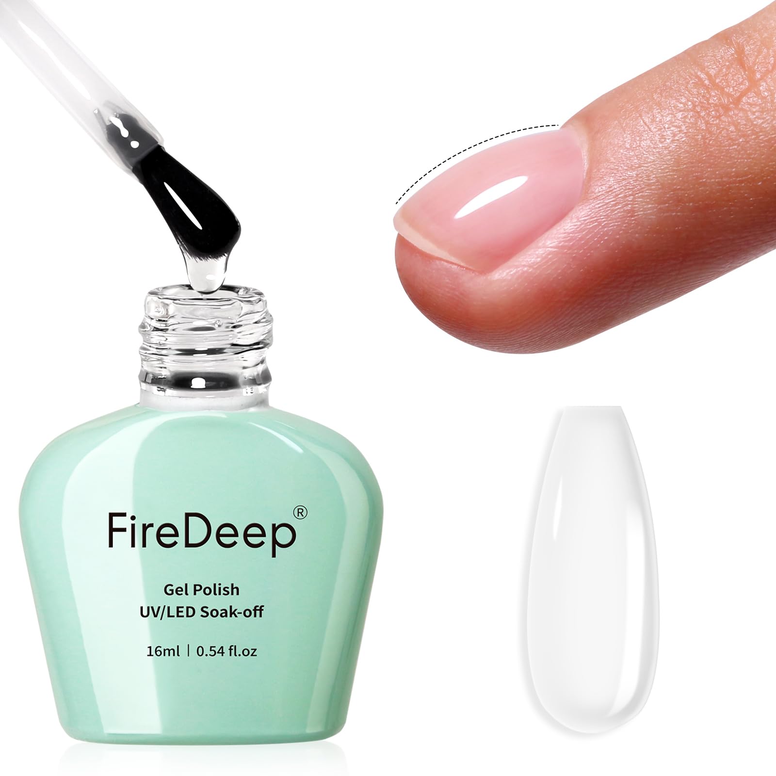 Firedeep Clear Builder Gel 16ml Builder Gel Nail Polish for Nails Thickening Nail Extension Hard Gel UV Gel for Home Nail Art Design Salon DIY