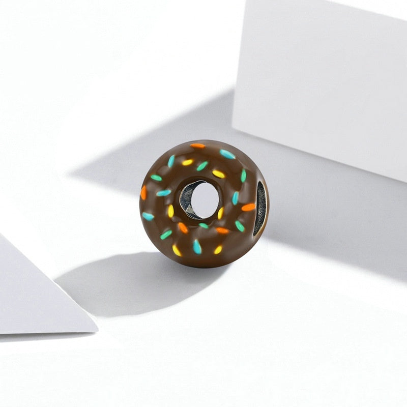 925 Silver Oil Dripping Food Donut Beads for DIY